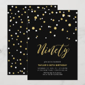 Invitation de fête d'anniversaire simple noir et o (Devant / Derrière)