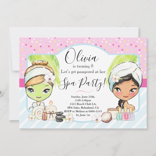 Invitation de fête d'anniversaire spa (Devant)