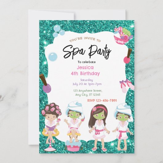 Invitation de fête d'anniversaire spa (Devant)