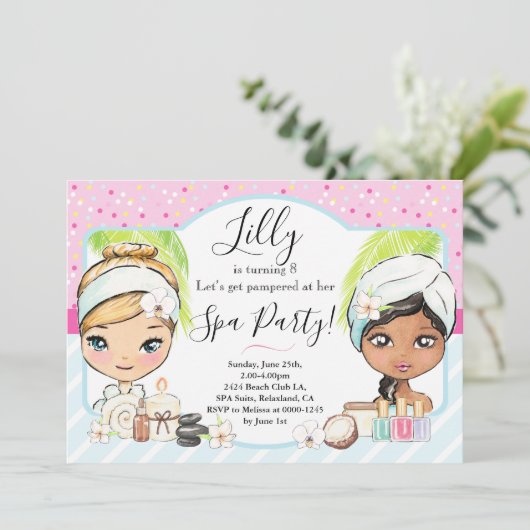 Invitation de fête d'anniversaire spa (Debout devant)