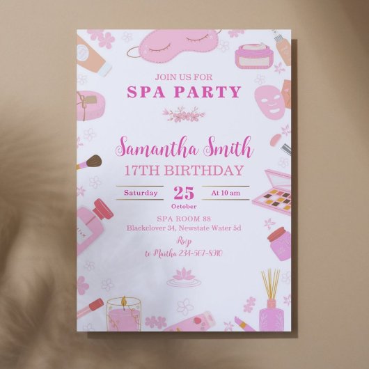 Invitation de fête d'anniversaire spa