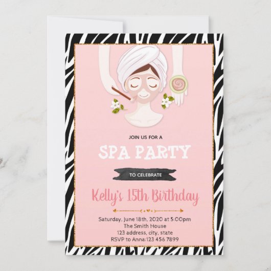 Invitation de fête d'anniversaire spa (Devant)