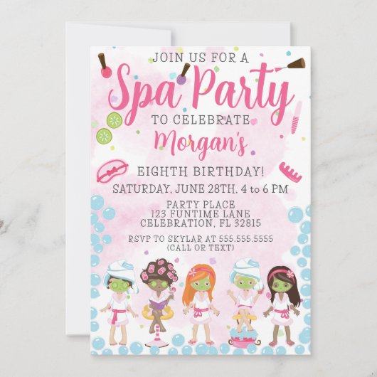 Invitation de fête d'anniversaire spa (Devant)