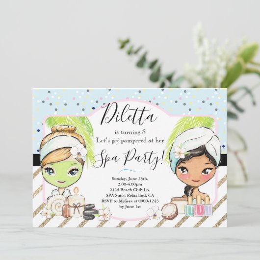 Invitation de fête d'anniversaire spa (Debout devant)