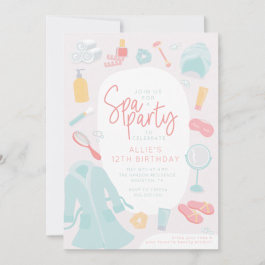 Invitation de fête d'anniversaire spa (Devant)