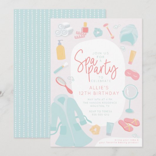 Invitation de fête d'anniversaire spa (Devant / Derrière)
