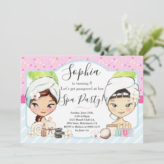 Invitation de fête d'anniversaire spa (Debout devant)