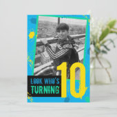 Invitation de fête d'anniversaire Splats 10th Blue (Debout devant)