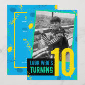 Invitation de fête d'anniversaire Splats 10th Blue (Devant / Derrière)