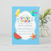 Invitation de fête d'anniversaire Splish Splash Aj (Debout devant)