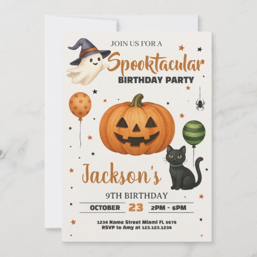 Invitation de fête d'anniversaire Spooktacular (Devant)