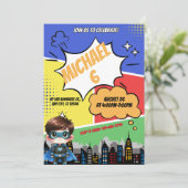 Invitation de fête d'anniversaire Superhero (Debout devant)