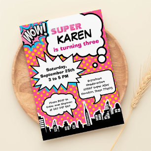 Invitation de fête d'anniversaire Superhero