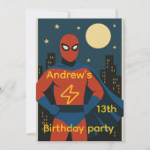 Invitation de fête d'anniversaire Superhero (Devant)