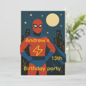 Invitation de fête d'anniversaire Superhero (Debout devant)