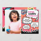 Invitation de fête d'anniversaire Superhero (Devant / Derrière)