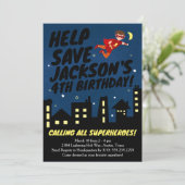 Invitation de fête d'anniversaire Superhero (Debout devant)