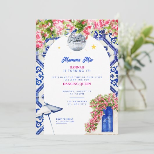 Invitation de fête d'anniversaire sur le thème Mam (Debout devant)