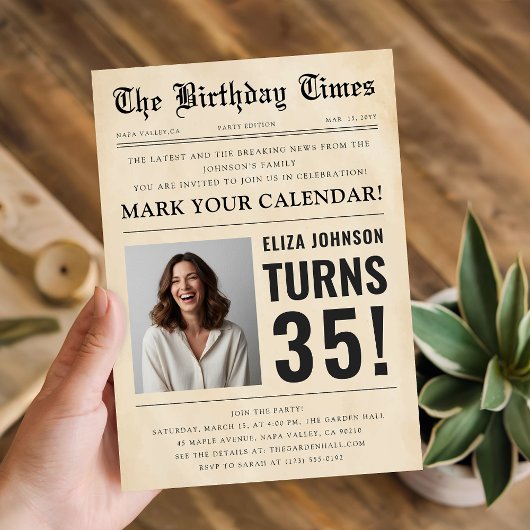 Invitation de fête d'anniversaire sur mesure de 35