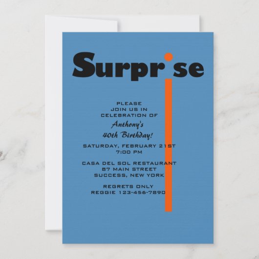 Invitation de fête d'anniversaire surprise (Devant)