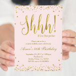 Invitation de fête d'anniversaire surprise<br><div class="desc">Faux or confetti splatters blush rose invitation à la fête avec un design étincelant pour la fête d'anniversaire surprise. Parfait pour un anniversaire moderne.</div>