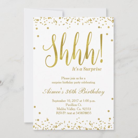 Invitation de fête d'anniversaire surprise (Devant)