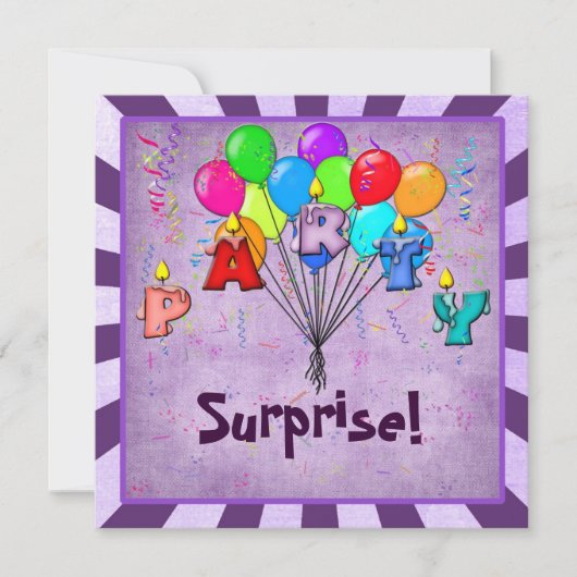 Invitation de fête d'anniversaire surprise (Devant)