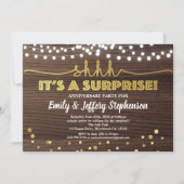 Invitation de fête d'anniversaire surprise bois &  (Devant)