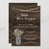 Invitation de fête d'anniversaire surprise - Bois  (Devant / Derrière)