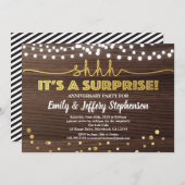 Invitation de fête d'anniversaire surprise bois et (Devant / Derrière)