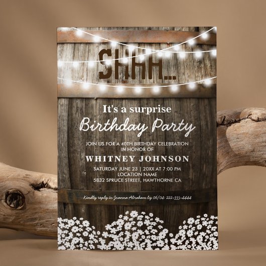 Invitation de fête d'anniversaire surprise dans un