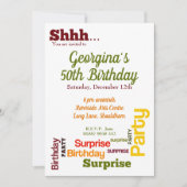 Invitation de fête d'anniversaire surprise moderne (Devant)