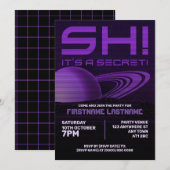 Invitation de fête d'anniversaire surprise rétro-v (Devant / Derrière)