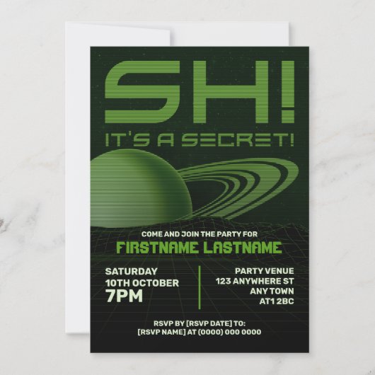 Invitation de fête d'anniversaire surprise rétrove (Devant)