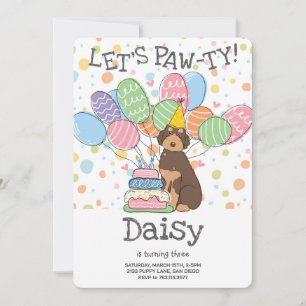 Invitation de fête d'anniversaire Tan Aussiedoodle