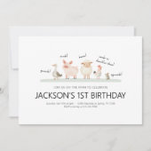 Invitation de fête d'anniversaire - Thème animal d (Devant)