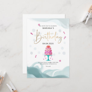 Invitation de fête d'anniversaire Thème Gâteau R