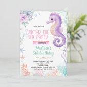Invitation de fête d'anniversaire thème hippocampe (Debout devant)