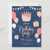 Invitation de fête d'anniversaire tirée à la main (Devant)