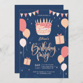 Invitation de fête d'anniversaire tirée à la main (Devant / Derrière)