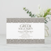 Invitation de fête d'anniversaire Toga avec élémen (Debout devant)