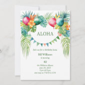 Invitation de fête d'anniversaire tropicale de Lua (Devant)