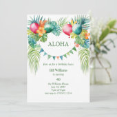 Invitation de fête d'anniversaire tropicale de Lua (Debout devant)