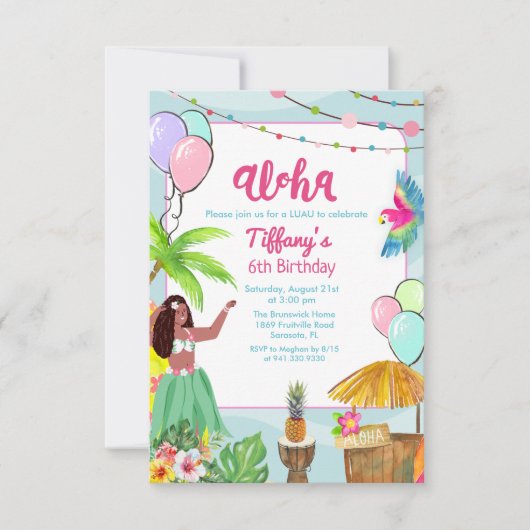 Invitation de fête d'anniversaire tropicale Ethniq (Devant)