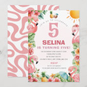 Invitation de fête d'anniversaire tropicale Flaman (Devant / Derrière)