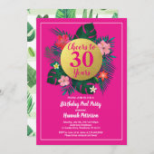 Invitation de fête d'anniversaire tropicale or ros (Devant / Derrière)
