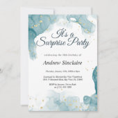 Invitation de fête d'anniversaire turquoise et Gol (Devant)