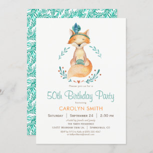 Invitation de fête d'anniversaire turquoise et ora