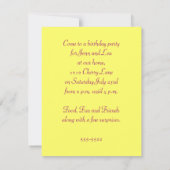 Invitation de fête d'anniversaire Twin Girl (Dos)