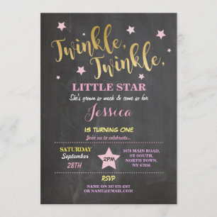 Invitation de fête d'anniversaire Twinkle Twinkle 